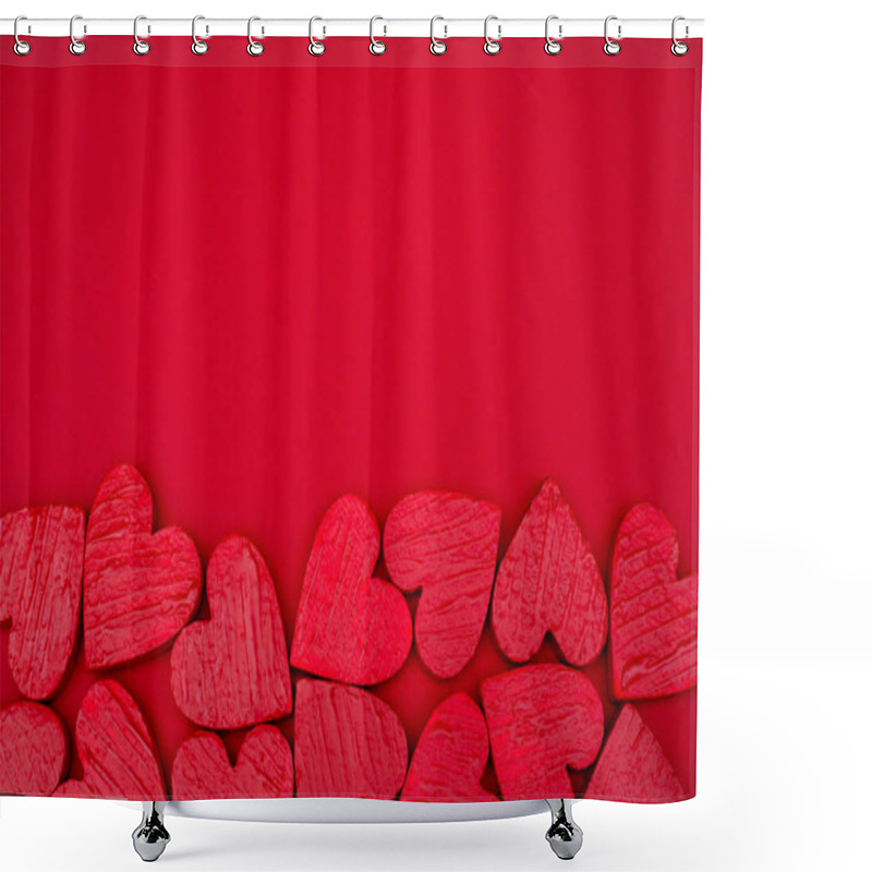 Personality  Red Hearts Postcard Valentines Day Shower Curtains