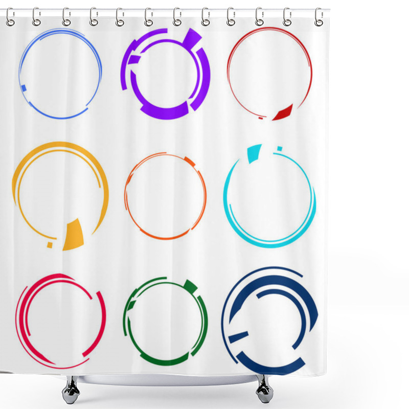 Personality  Set Of Geometric Circle Elements Shower Curtains