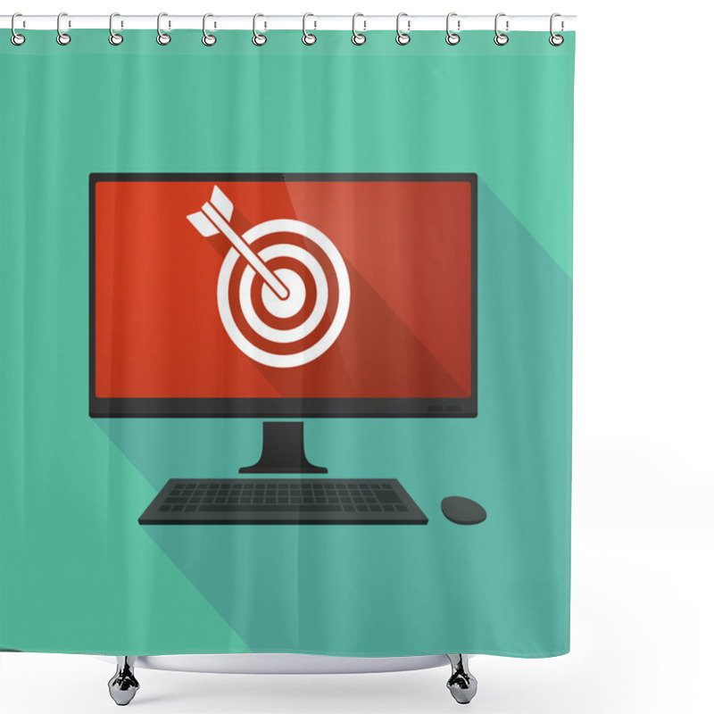 Personality  Personal Computer With A Dart Board Shower Curtains