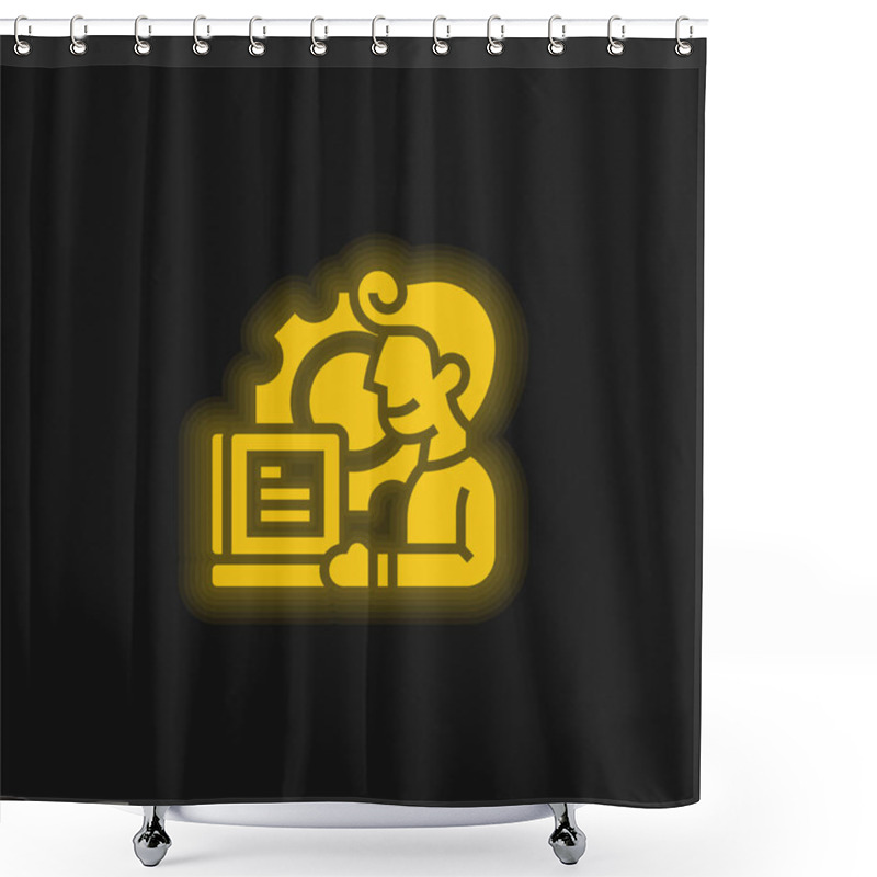 Personality  Application Yellow Glowing Neon Icon Shower Curtains