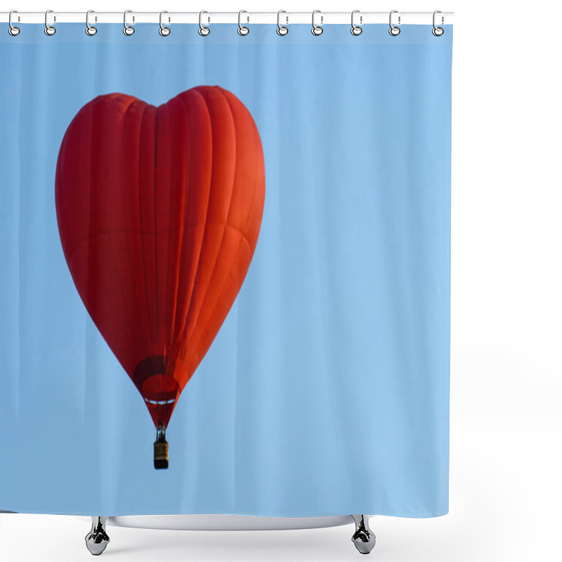 Personality  Balloon Heart On Blue Sky Background Symbol Of Love And Romance Shower Curtains