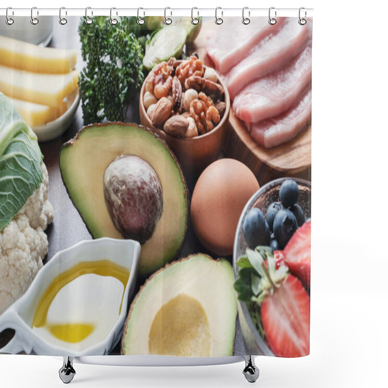 Personality  Ketogenic Diet ,low Carb, High Fat, Healthy Food Shower Curtains