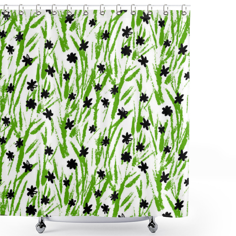 Personality  Grunge Pattern With Small Hand Drawn Flowers. Shower Curtains