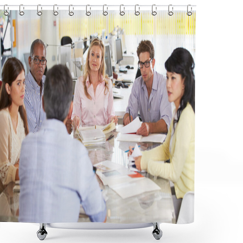 Personality  Team Meeting In Creative Office Shower Curtains