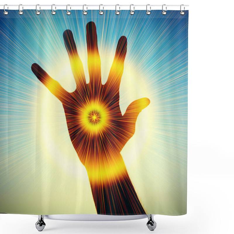 Personality  Concept Of Power In Hand Shower Curtains