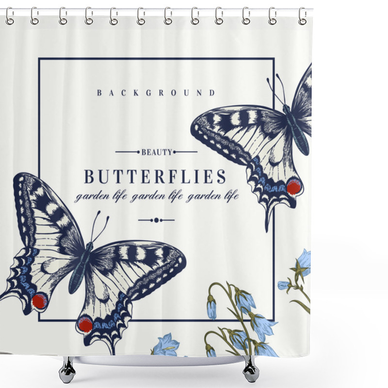 Personality  Card With Butterflies And Flowers. Shower Curtains