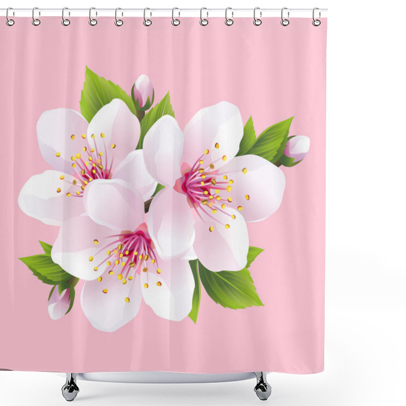 Personality  Branch Of White Blossoming Sakura - Japanese Cherry Tree Shower Curtains