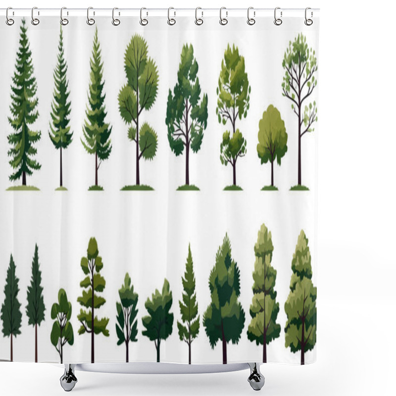 Personality  Forest Vegetation Set Isolated Vector Style Illustration Shower Curtains