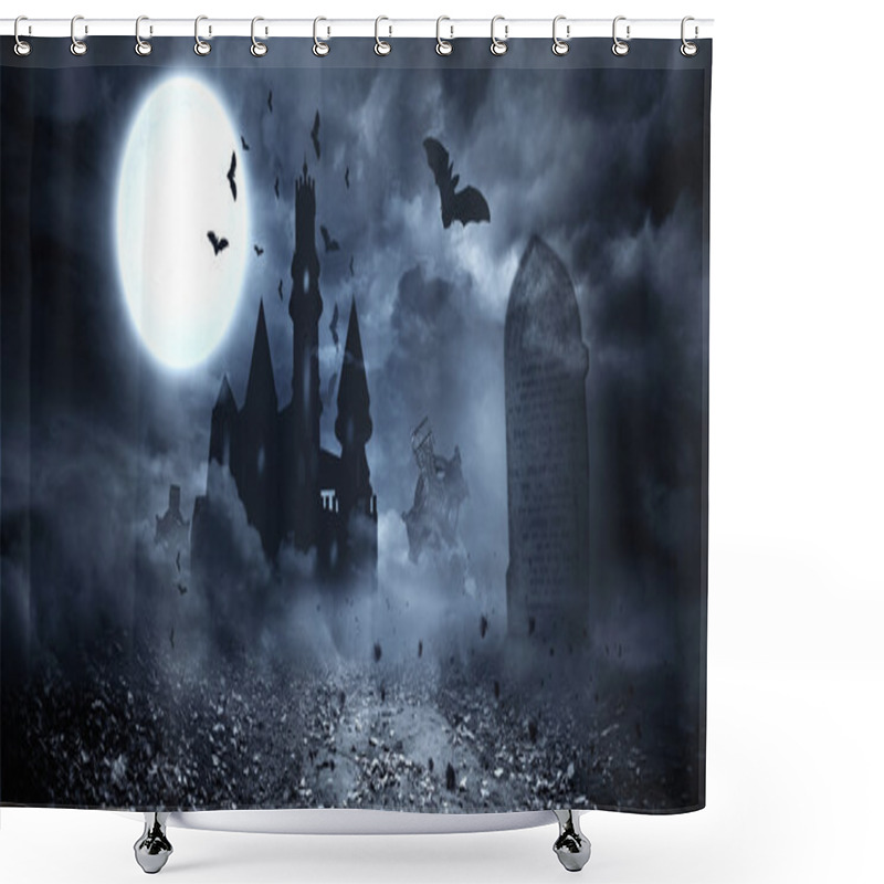 Personality  Bats Flying To Draculas Castle Shower Curtains