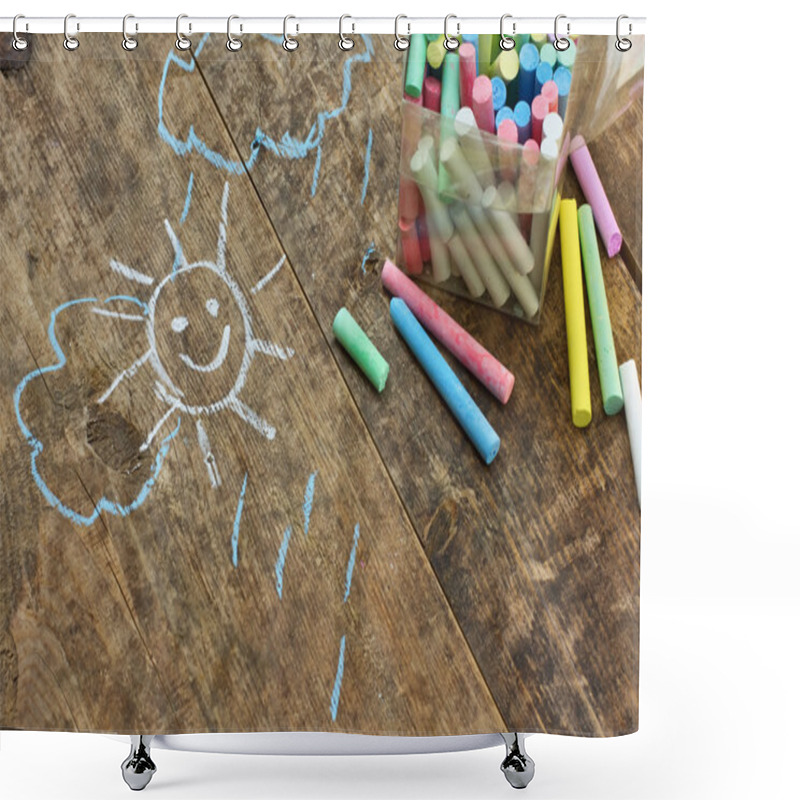 Personality  Child's Drawings And Coloured Chalk Shower Curtains