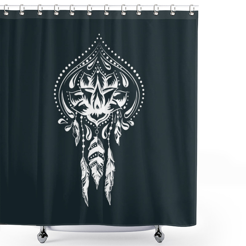 Personality  Hand Drawn Ornamental Lotus Shower Curtains