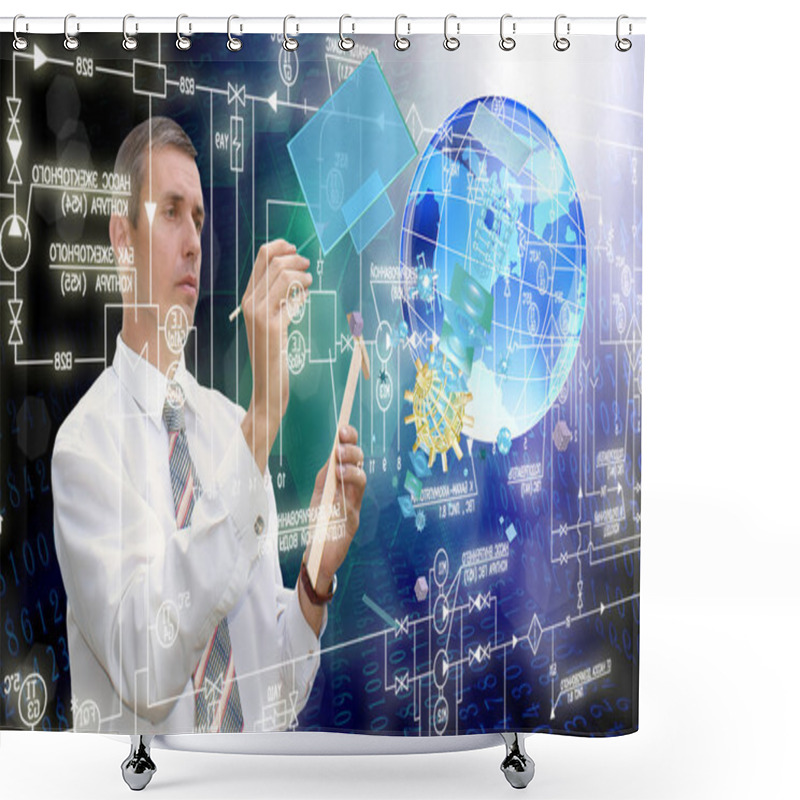 Personality  Cosmic Digital Connection Technology.Communication Shower Curtains