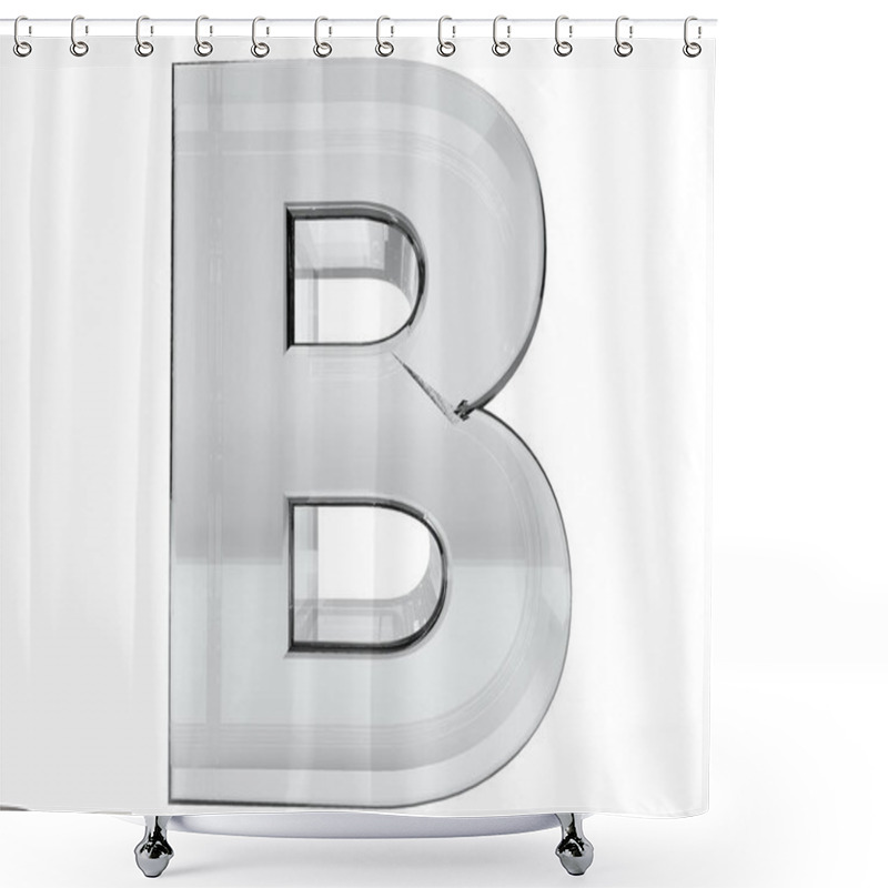 Personality  Letter B Transparent Glass 3d Rendering. Background Easy Cut. Saved Selection Shower Curtains