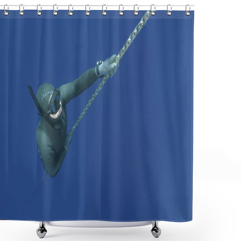 Personality  Freediver, Aegean Sea, Greece, Europe  Shower Curtains