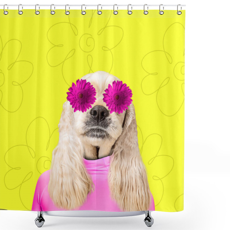 Personality  Modern Design, Contemporary Art Collage With Cute Doggies Shower Curtains