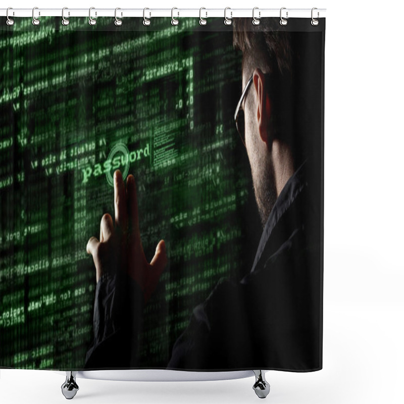 Personality  Silhouette Of A Hacker Shower Curtains