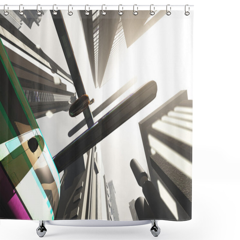 Personality  Futuristic City Transportation Shower Curtains