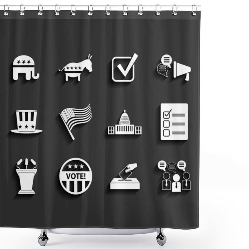 Personality  Election Vector Retro Flat Icons Shower Curtains