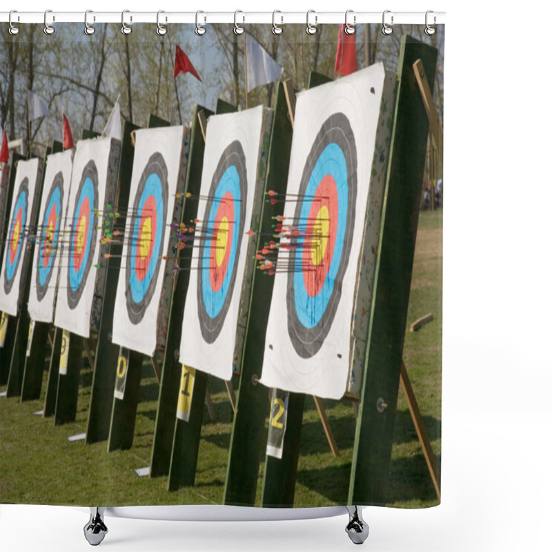 Personality  Archery Target With Embedded Arrows Shower Curtains