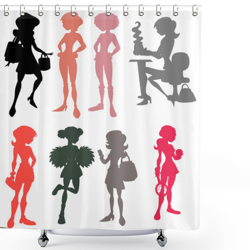 Personality  Young Girls Silhouettes Shower Curtains