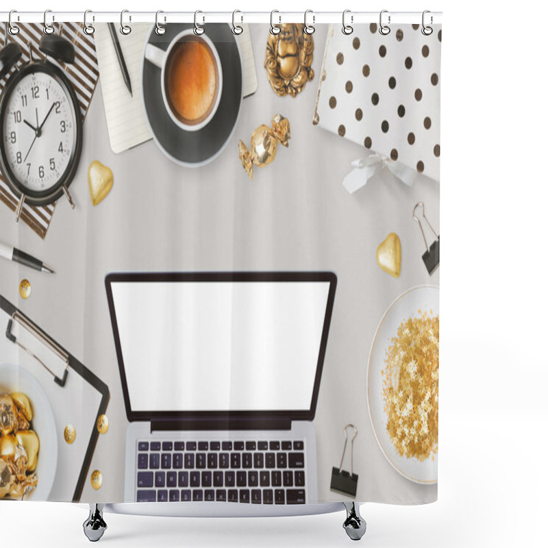 Personality  Laptop And Feminine Glamour Business Objects Shower Curtains