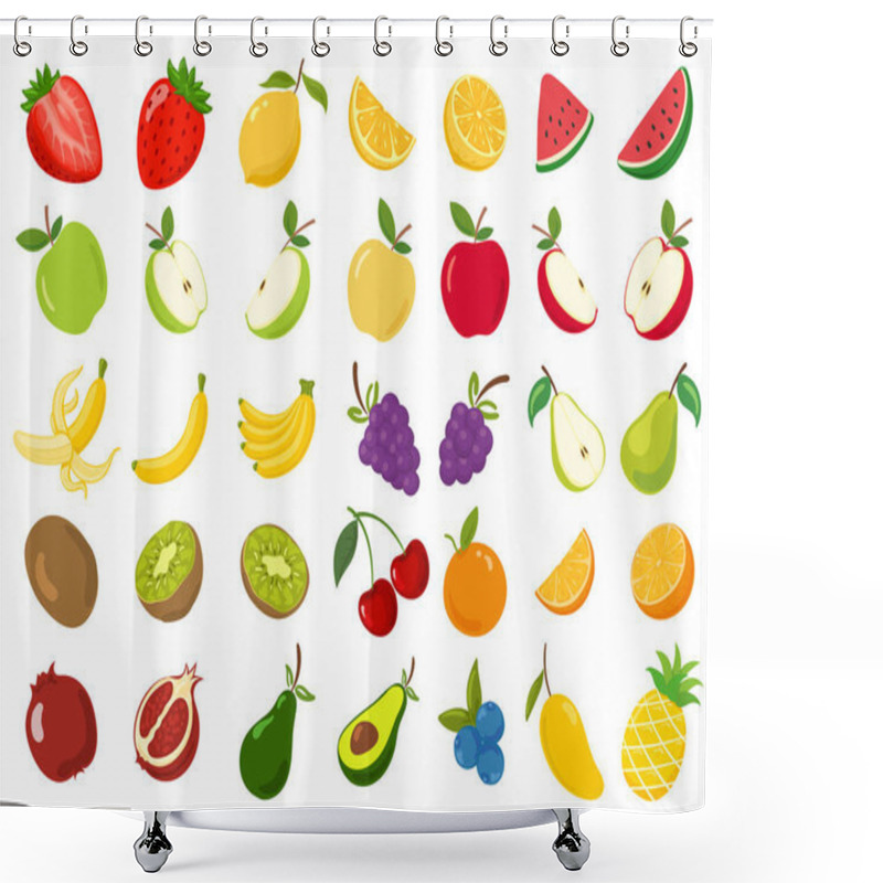 Personality  Fruit Collection Set Illustration Cartoon Vector Pattern.  Shower Curtains