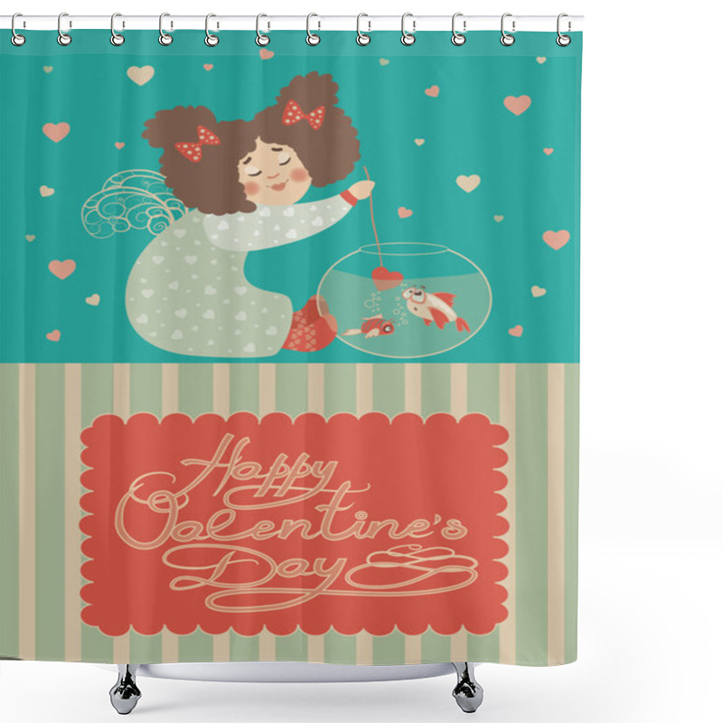 Personality  Little Angel Are Fishing Shower Curtains