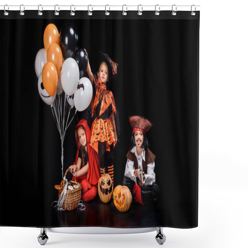 Personality  Children With Halloween Balloons Shower Curtains