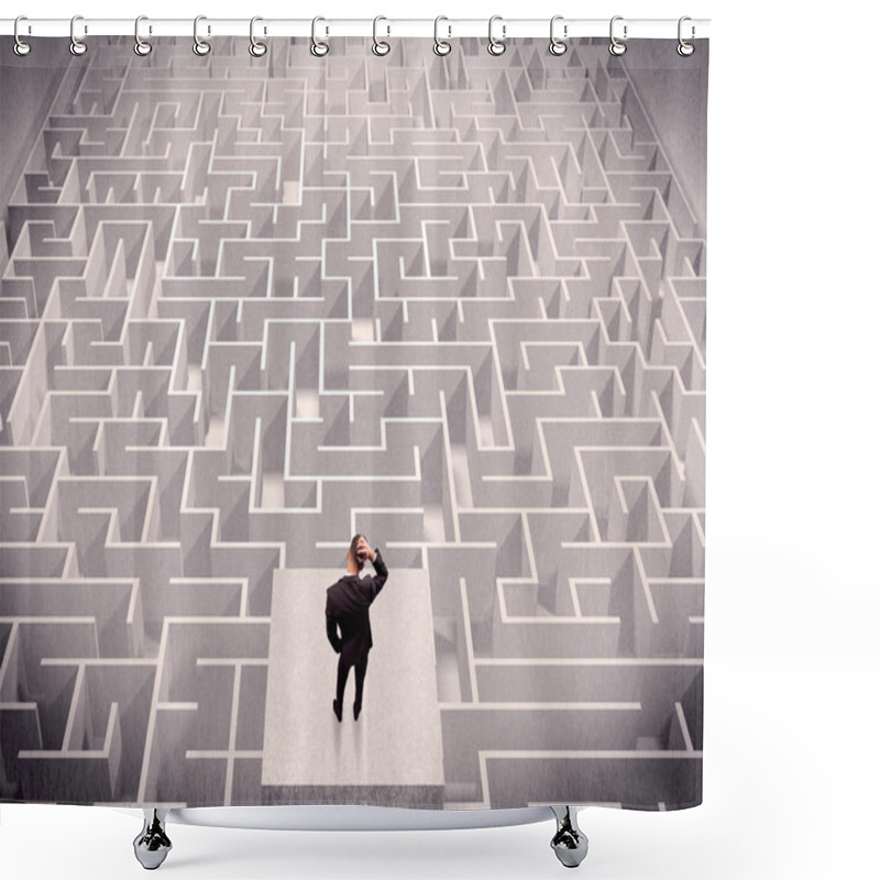 Personality  Businessman Looking At Labirynth From Above Shower Curtains