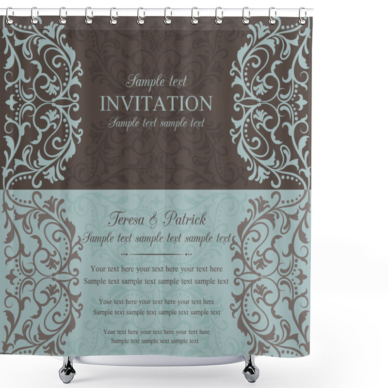 Personality  Baroque Invitation, Brown And Blue Shower Curtains