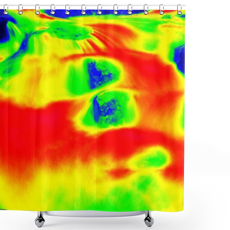 Personality  Foamy Water Level Of Waterfall, Curves Between Boulders Of Rapids. Water Of Mountain River In Infrared Photo. Amazing Thermography.  Shower Curtains