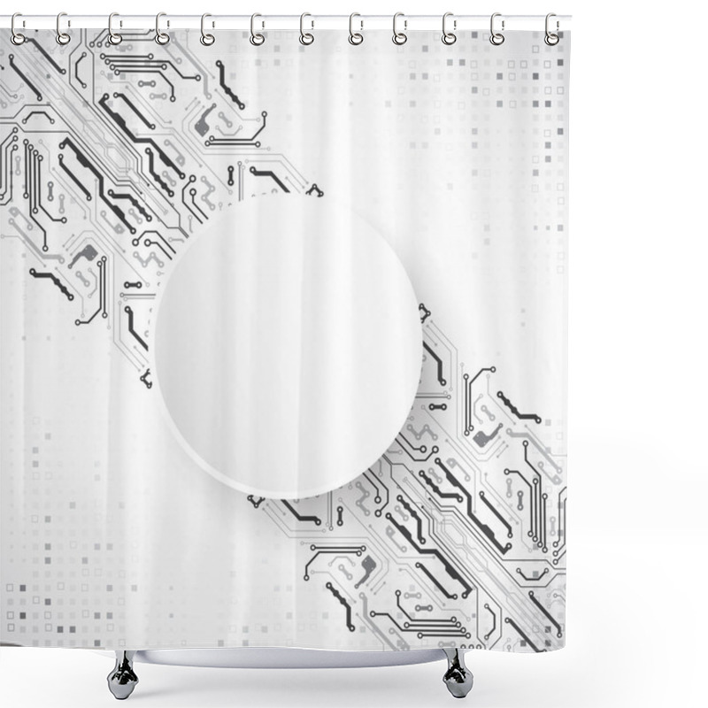 Personality  Vector Illustration, Hi-tech Digital Technology And Engineering Theme Shower Curtains