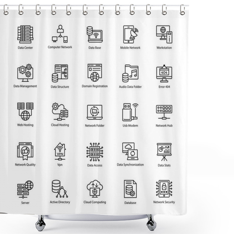 Personality  Pack Of Computer And Networks Line Vector Icons Shower Curtains