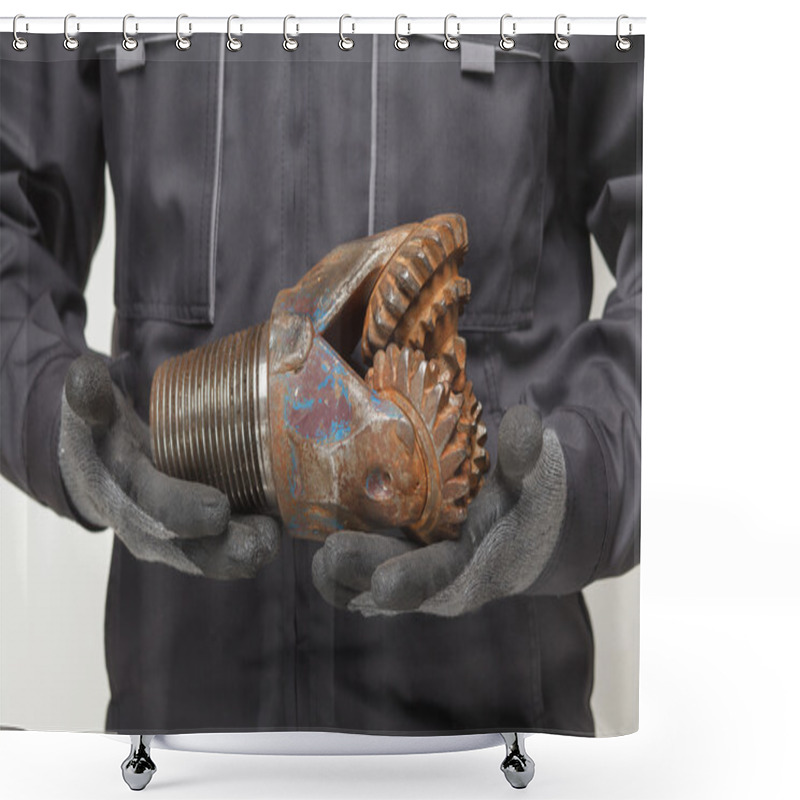 Personality  Drill Bit In Hands Shower Curtains