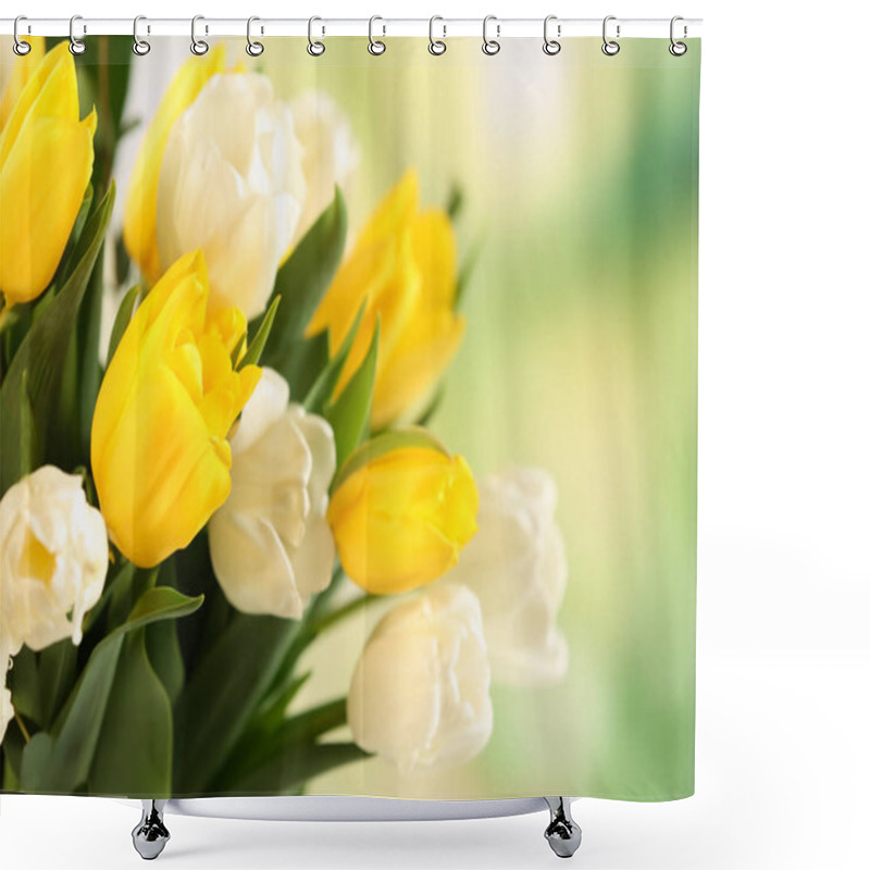 Personality  Beautiful Bouquet Of White And Yellow Tulips  Shower Curtains