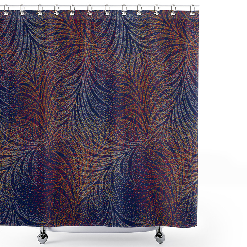 Personality  Seamless Digital Dark Leaves Pattern Design Shower Curtains