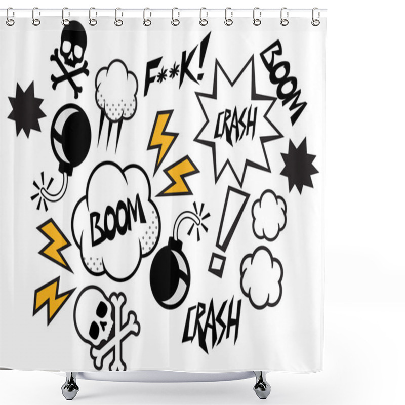 Personality  Vector Comic Speech Bubbles Illustration Shower Curtains