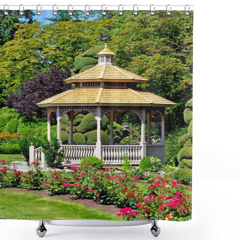 Personality  Gazebo And Roses Shower Curtains