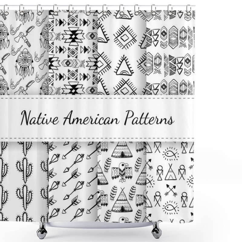 Personality  Native American Seamless Patterns Set Shower Curtains