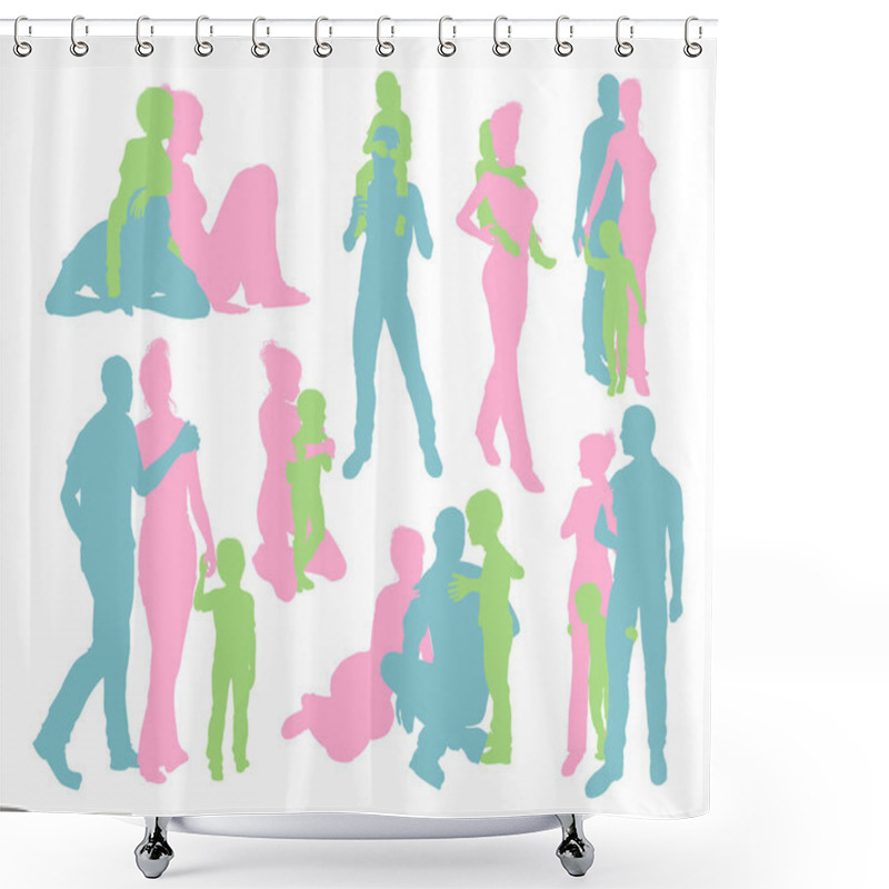 Personality  Happy Family Detailed Silhouettes Shower Curtains