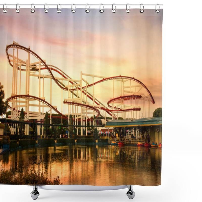 Personality  Roller Coaster Loops In The Sunset. Shower Curtains