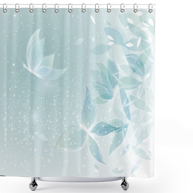 Personality  Winter Leaves Like Snow Butterflies Shower Curtains