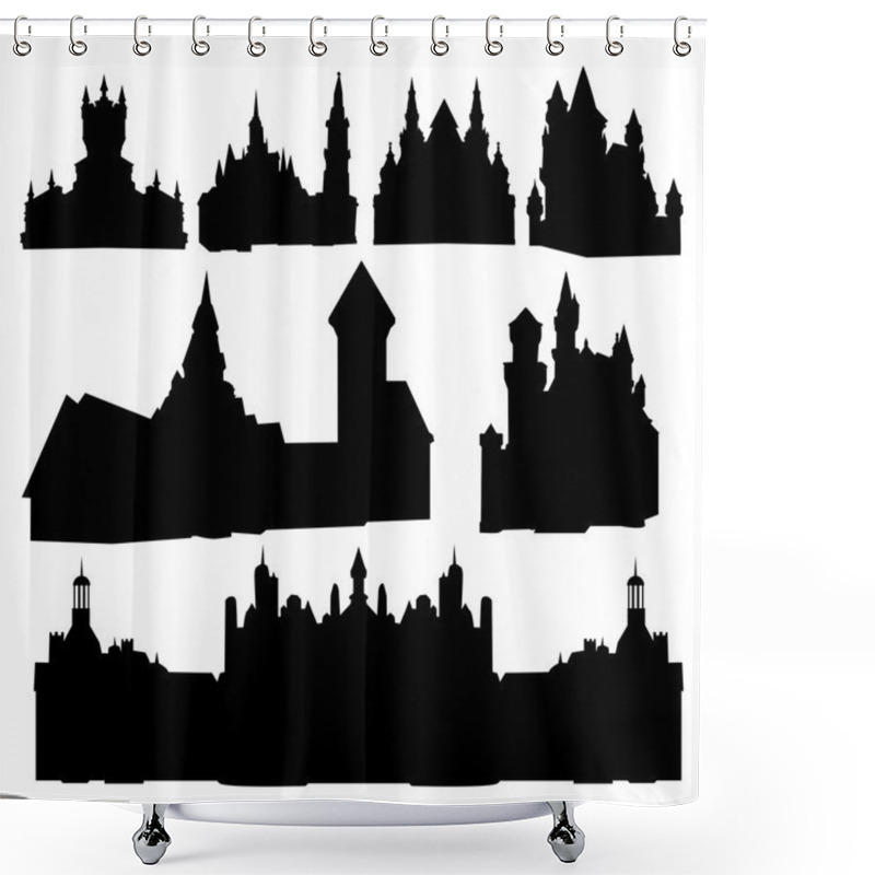 Personality  Set Of Castles Silhouettes Shower Curtains