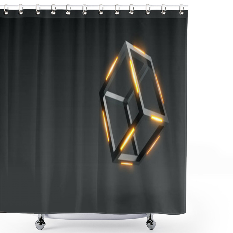 Personality  Glowing Block On Dark Background - 3D Rendering Shower Curtains