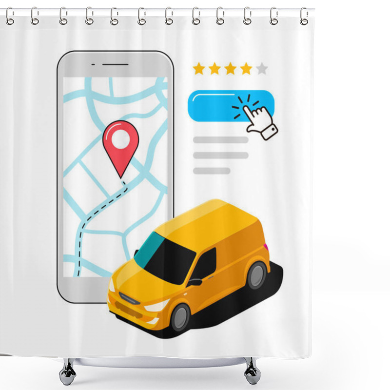 Personality  Express Delivery Using The Mobile App. Transport Vector Shower Curtains