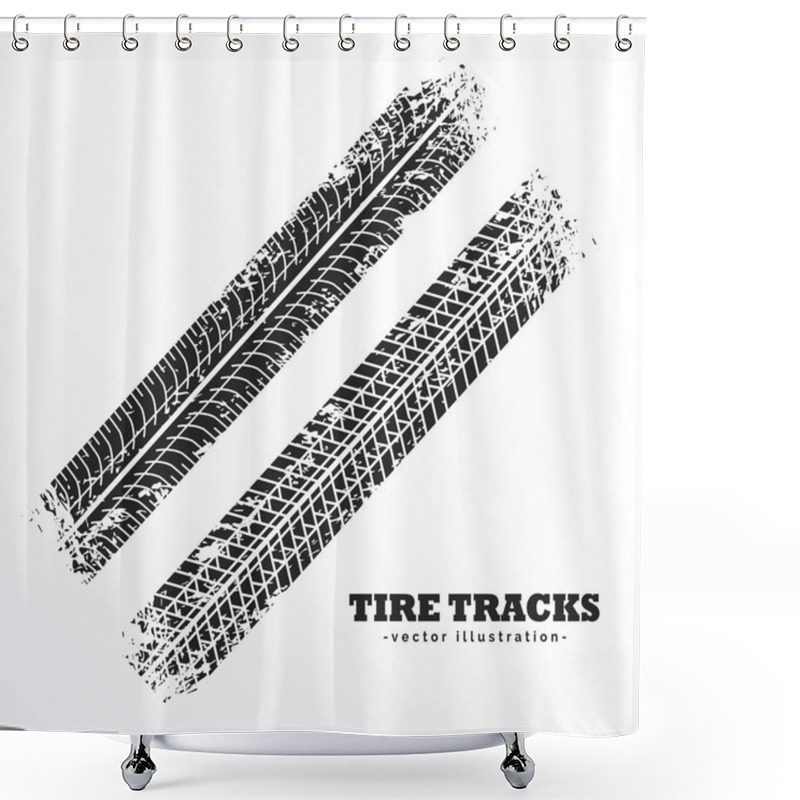 Personality  Wheel Tire Tracks Background Design Shower Curtains