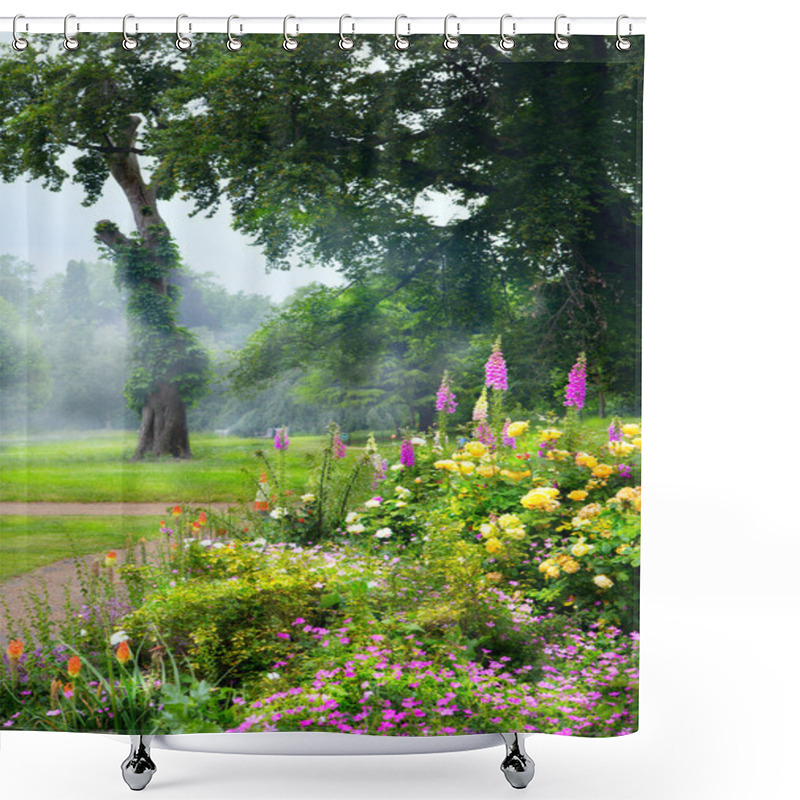 Personality  Art Flowers In The Morning In An English Park Shower Curtains