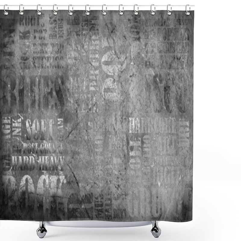 Personality  Old Rock Music Poster On Grunge Wall Shower Curtains