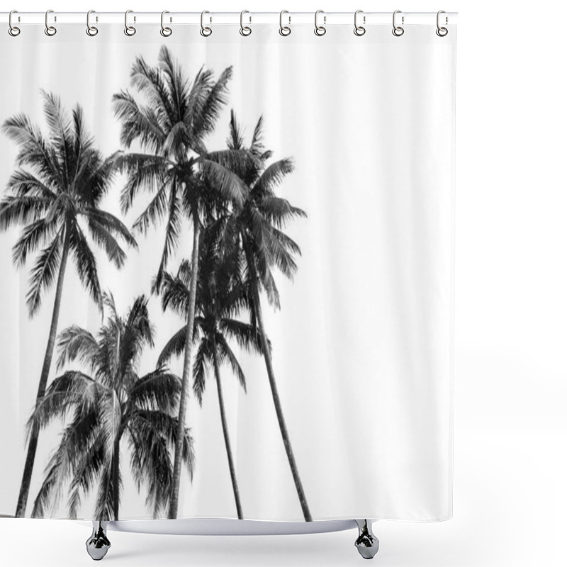 Personality  Black And White Silhouettes Tropical Coconut Palm Trees Isolated Shower Curtains