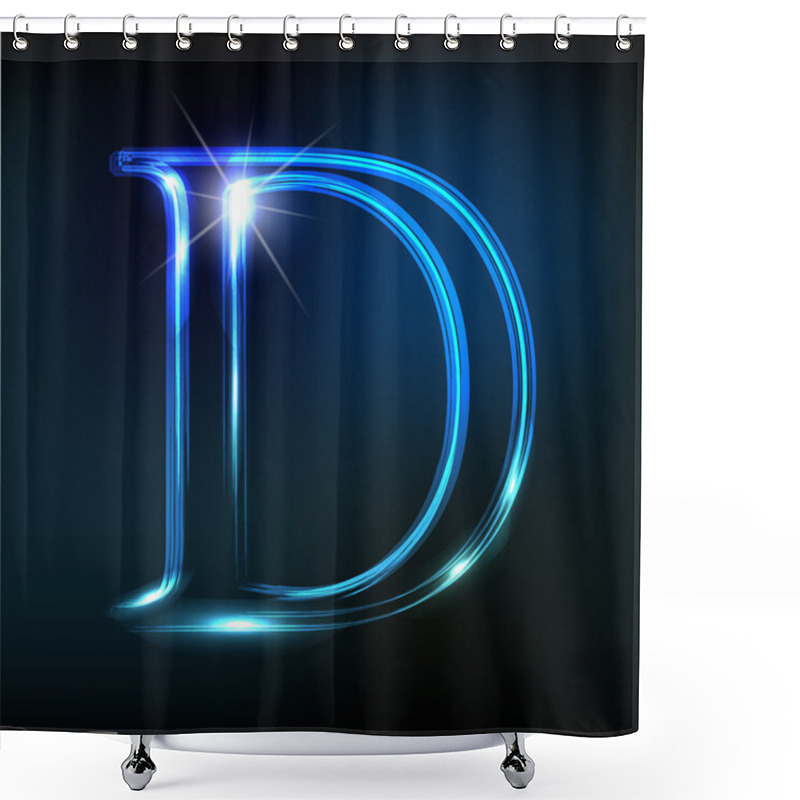 Personality  Glowing Neon Font. Shiny Letter D Shower Curtains